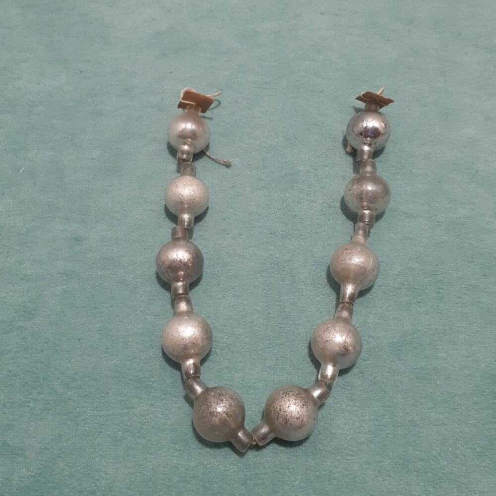 Vintage Mercury Glass Beaded Christmas Garland Silver Tone